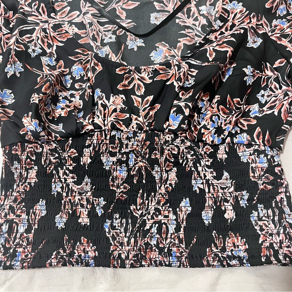 Free People Floral Santiago Smocked Waist Long Sleeve Crop Blouse Women’s XS - Picture 12 of 12